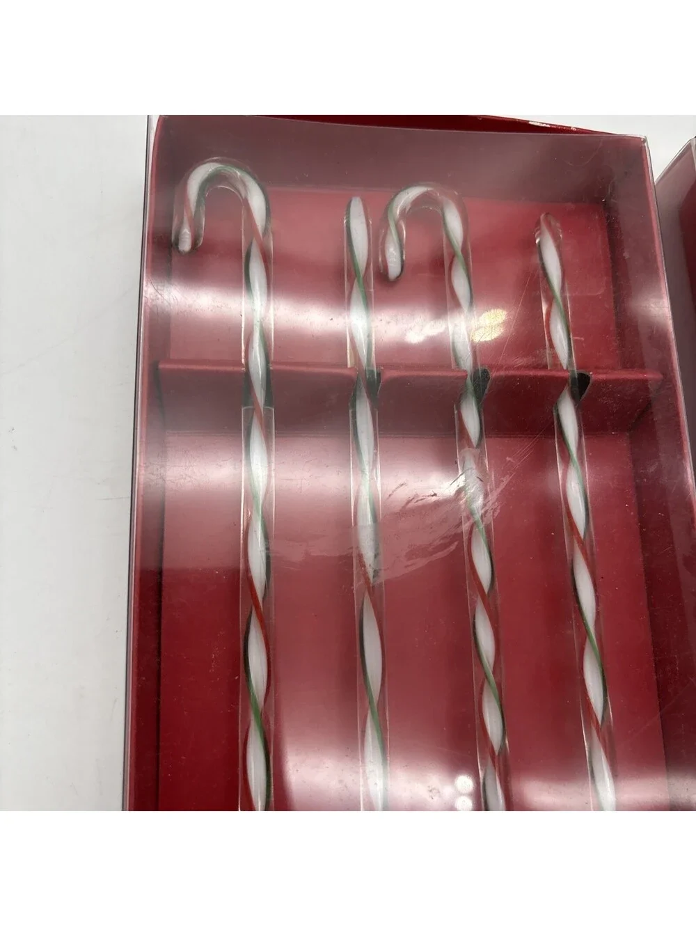 Pier 1 Imports Glass 8” Candy Cane  Swizzle Sticks Cold Drinks, 2 Boxes, 8 Total